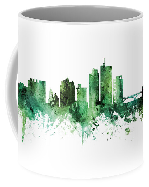 Cedar Rapids Coffee Mug featuring the digital art Cedar Rapids Iowa Skyline by Michael Tompsett