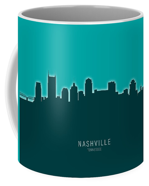 Nashville Coffee Mug featuring the digital art Nashville Tennessee Skyline #33 by Michael Tompsett