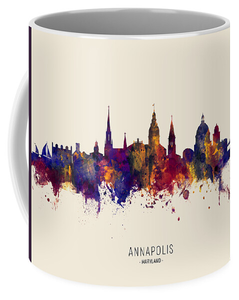 Annapolis Coffee Mug featuring the digital art Annapolis Maryland Skyline #34 by Michael Tompsett