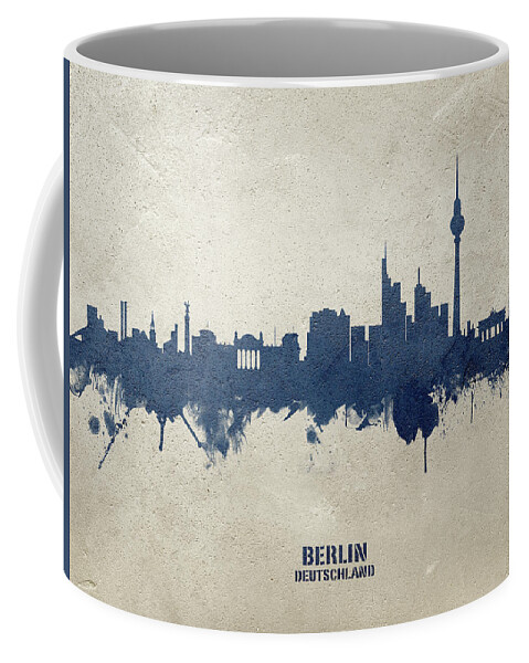 Berlin Coffee Mug featuring the digital art Berlin Germany Skyline by Michael Tompsett