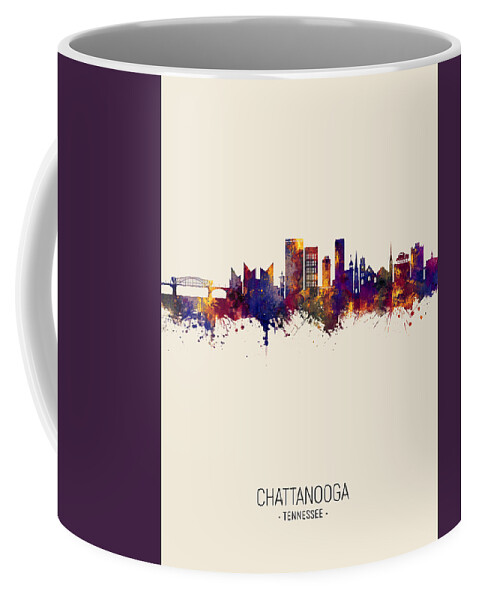 Chattanooga Coffee Mug featuring the digital art Chattanooga Tennessee Skyline #4 by Michael Tompsett
