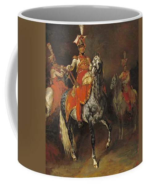 Theodore Gericault Coffee Mug featuring the painting Mounted Trumpeters of Napoleon's Imperial Guard #5 by Theodore Gericault