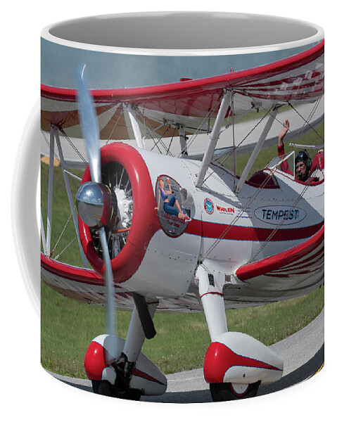 Red Coffee Mug featuring the photograph Red and White Airplane #5 by Carolyn Hutchins