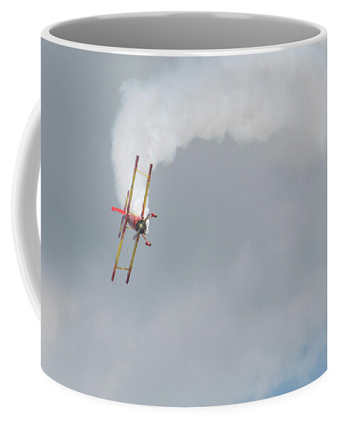 Red Coffee Mug featuring the photograph Red and Yellow Airplane by Carolyn Hutchins