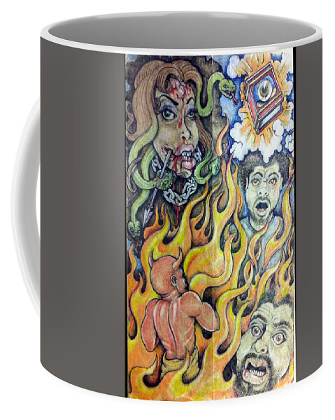 Black Art Coffee Mug featuring the drawing Untitled #4 by Arnold Citizen aka Musafir