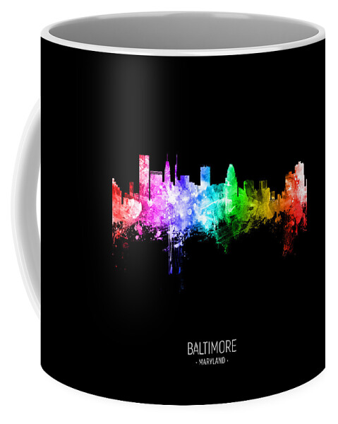Baltimore Coffee Mug featuring the digital art Baltimore Maryland Skyline by Michael Tompsett