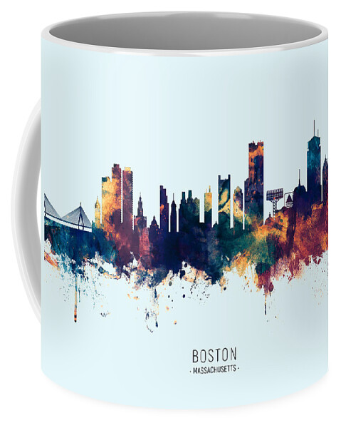 Boston Coffee Mug featuring the digital art Boston Massachusetts Skyline #43 by Michael Tompsett