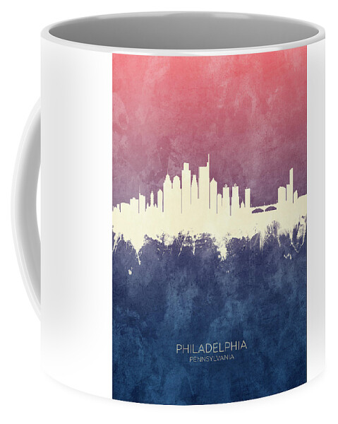 Philadelphia Coffee Mug featuring the digital art Philadelphia Pennsylvania Skyline #43 by Michael Tompsett