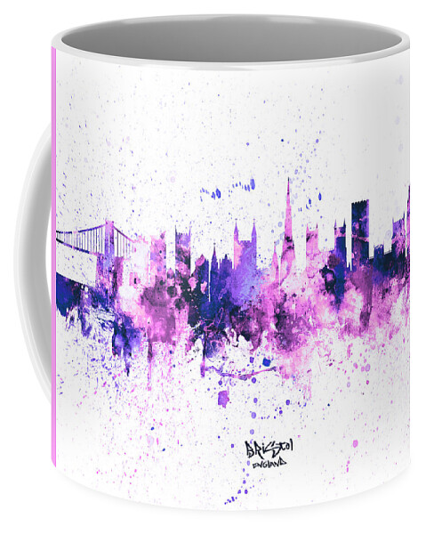 Bristol Coffee Mug featuring the digital art Bristol England Skyline by Michael Tompsett