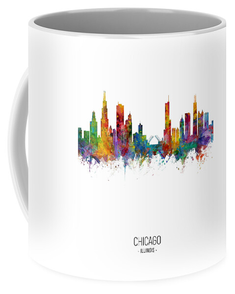 Chicago Coffee Mug featuring the digital art Chicago Illinois Skyline by Michael Tompsett