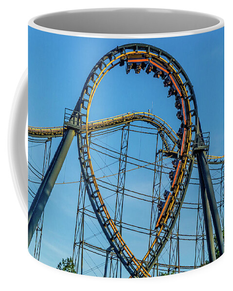 Kings Island Coffee Mug featuring the photograph Kings Island Ohio Vortex Roller Coaster #8 by Dave Morgan