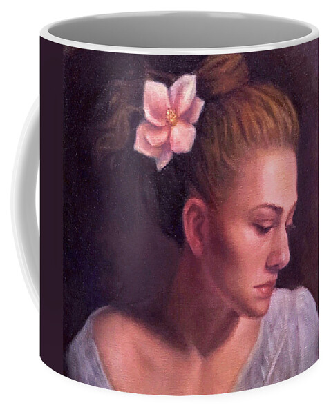  Coffee Mug featuring the painting The Blooming Lotus by Vongduane Manivong