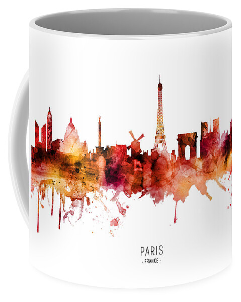 Paris Coffee Mug featuring the digital art Paris France Skyline by Michael Tompsett