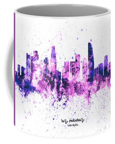Los Angeles Coffee Mug featuring the digital art Los Angeles California Skyline by Michael Tompsett