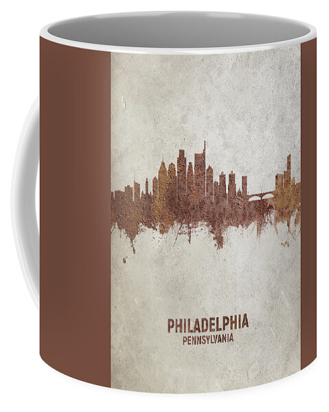 Philadelphia Coffee Mug featuring the digital art Philadelphia Pennsylvania Skyline by Michael Tompsett