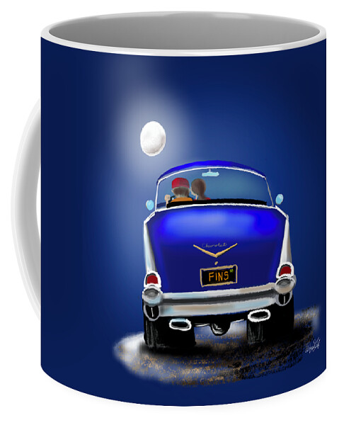 55 Coffee Mug featuring the digital art 57 Bel Air Watching the Moon Set by Doug Gist