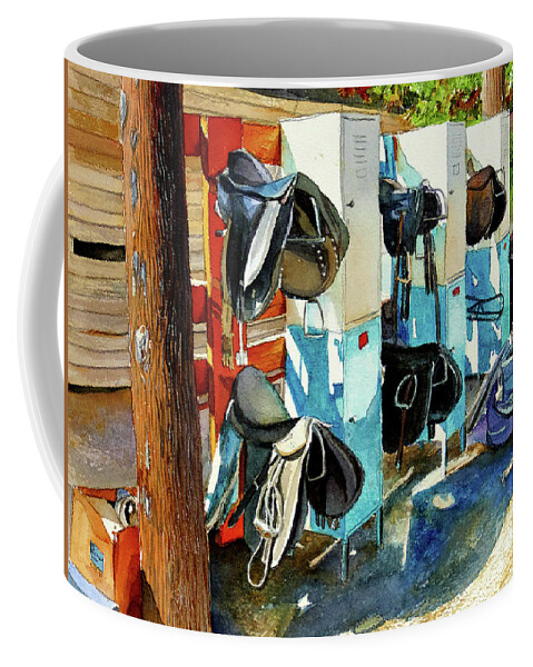 Roseville Artist Coffee Mug featuring the painting #589 Saddles #589 by William Lum