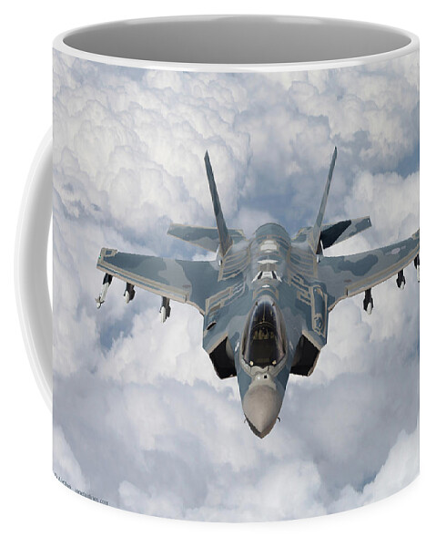Lightning Coffee Mug featuring the digital art 59. ROKAF F-35A Air Superiority by Custom Aviation Art