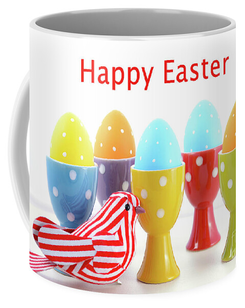 April Coffee Mug featuring the photograph Bright Color Easter Eggs #6 by Milleflore Images