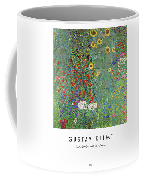 Gustav Klimt Coffee Mug featuring the painting Farm Garden with Sunflowers by Gustav Klimt