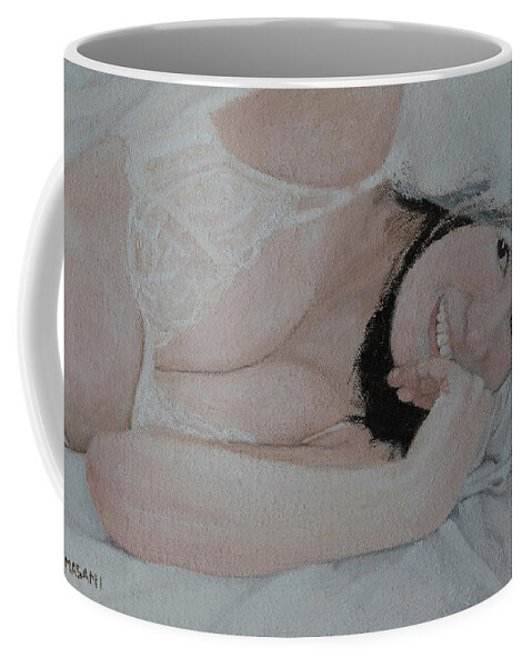 Nude Coffee Mug featuring the painting Hello #6 by Masami IIDA