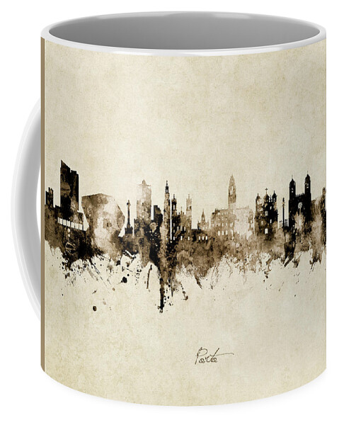 Porto Coffee Mug featuring the digital art Porto Portugal Skyline by Michael Tompsett