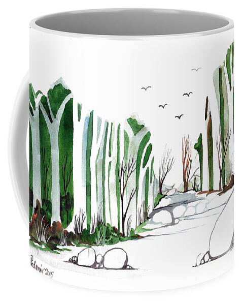 Landscape Coffee Mug featuring the painting Trees #6 by Padamvir Singh