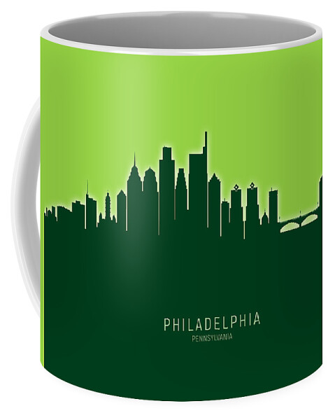Philadelphia Coffee Mug featuring the digital art Philadelphia Pennsylvania Skyline by Michael Tompsett