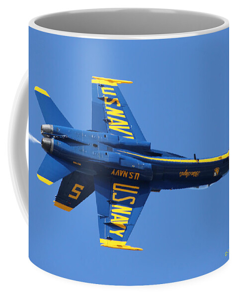 Blue Angels Coffee Mug featuring the photograph Blue Angels Solo Inverted by Custom Aviation Art