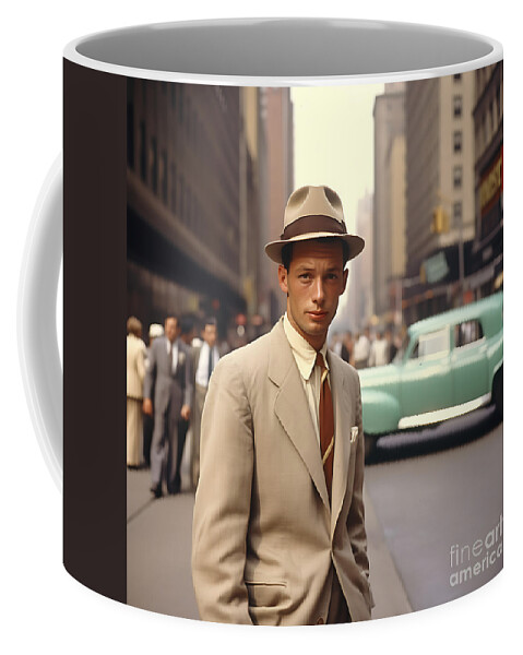 1950s New York. 1950s Movies. Photograph Of Fam Art Coffee Mug featuring the painting 1950s new york. 1950s movies. photograph of fam by Asar Studios #7 by Celestial Images