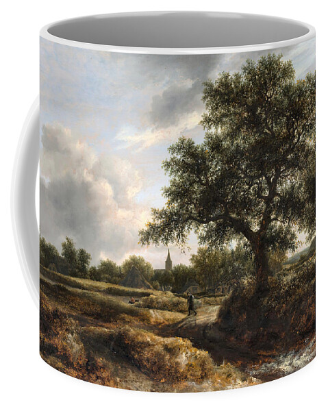 Hills Coffee Mug featuring the painting Landscape with a Village in the Distance by Jacob van Ruisdael