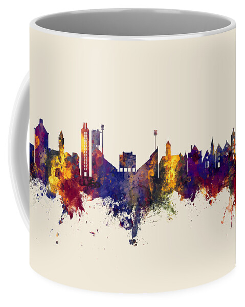Lawrence Coffee Mug featuring the digital art Lawrence Kansas Skyline by Michael Tompsett