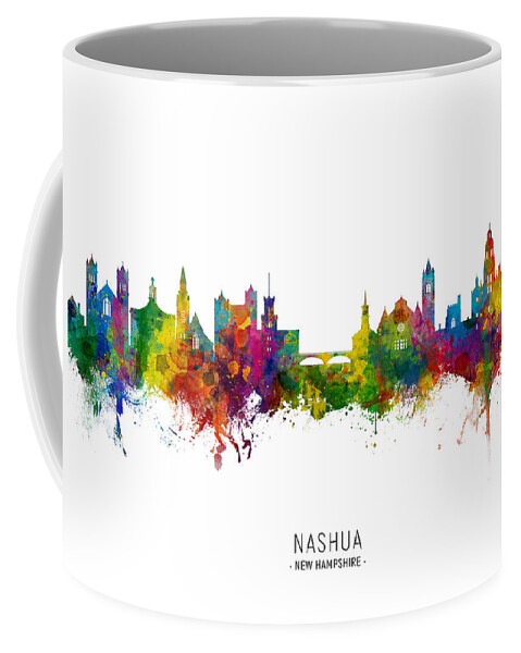 Nashua Coffee Mug featuring the digital art Nashua New Hampshire Skyline by Michael Tompsett