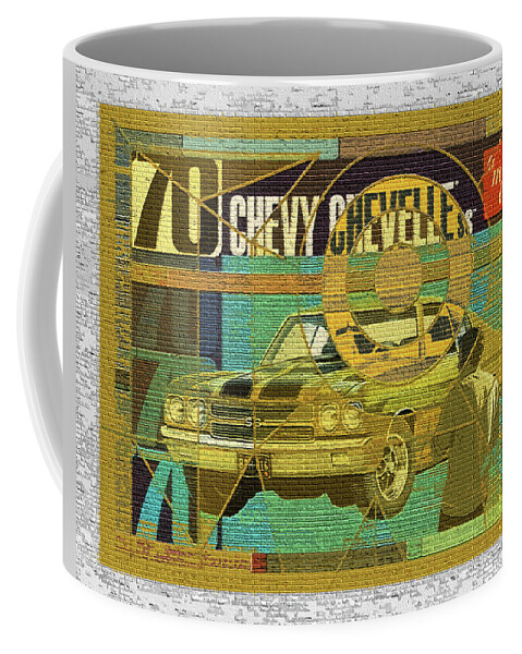 70 Chevy Coffee Mug featuring the digital art 70 Chevy / AMT Chevelle by David Squibb