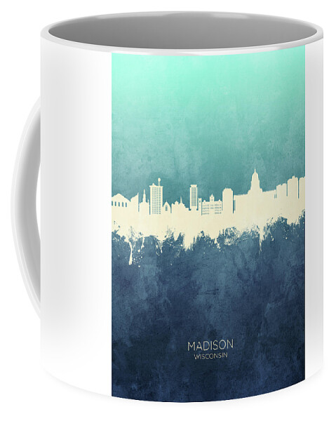 Madison Coffee Mug featuring the digital art Madison Wisconsin Skyline by Michael Tompsett