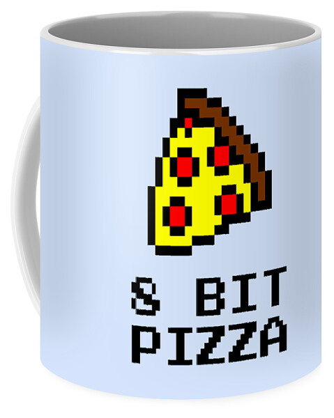 Pizza Coffee Mug featuring the digital art 8 Bit Pizza Computer Humor by Matthias Hauser