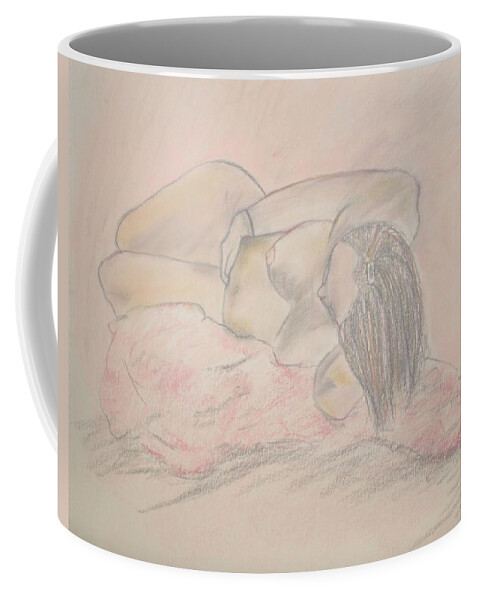 Female Coffee Mug featuring the pastel Figure #8 by Samantha Lusby