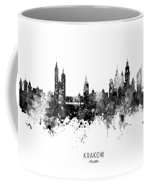 Krakow Coffee Mug featuring the digital art Krakow Poland Skyline by Michael Tompsett
