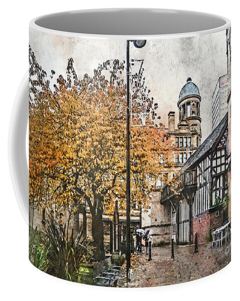 Manchester Coffee Mug featuring the digital art Manchester city watercolor #8 by Justyna Jaszke JBJart