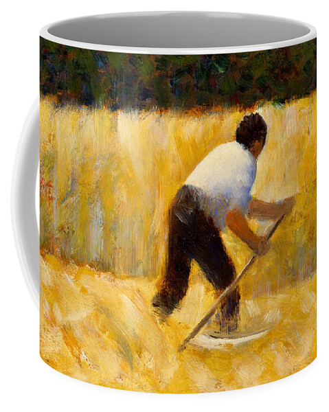 Seurat Coffee Mug featuring the painting The Mower by Georges Seurat
