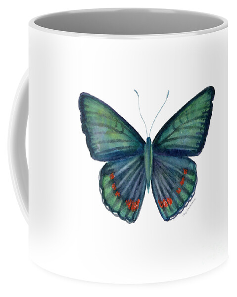 Teal Green Butterfly Coffee Mug featuring the painting 82 Bellona Butterfly by Amy Kirkpatrick
