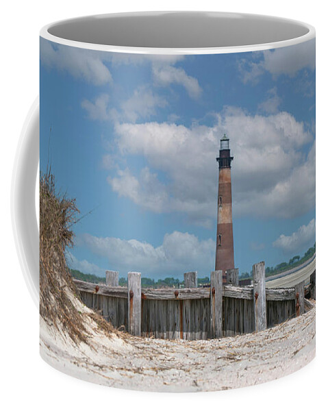 Morris Island Lighthouse Coffee Mug featuring the photograph Folly Beach - Morris Island Lighthouse - Charleston SC Lowcountry8247 by Dale Powell