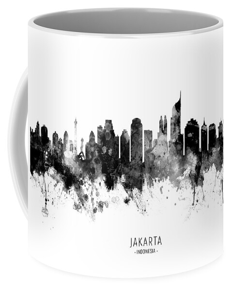 Jakarta Coffee Mug featuring the digital art Jakarta Skyline Indonesia by Michael Tompsett