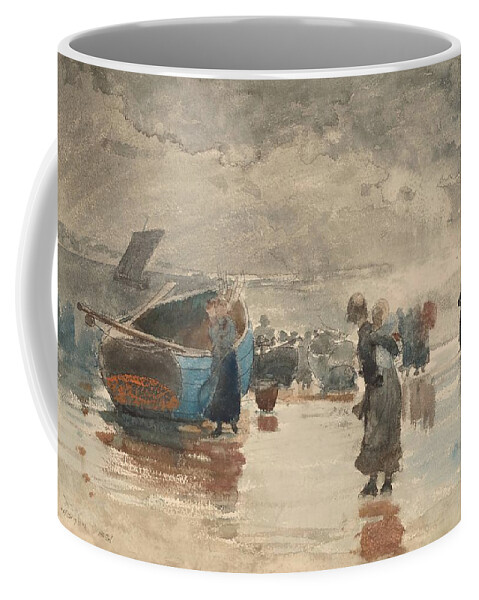Winslow Homer Coffee Mug featuring the drawing On the Sands by Winslow Homer