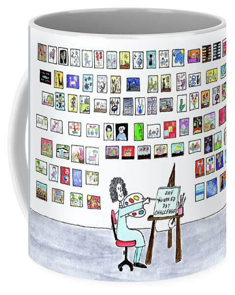Artist Coffee Mug featuring the painting 99 Pieces of Art on the Wall by Donna Mibus