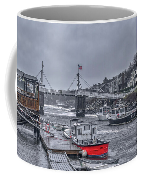 Perkins Cove Coffee Mug featuring the photograph A Bitterly Cold Morning by Penny Polakoff