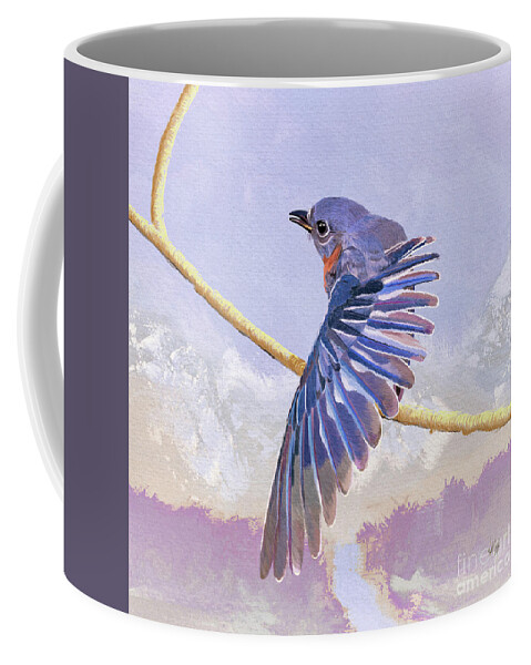 Bird Coffee Mug featuring the digital art A Bluebird In The Shenandoah Valley by Lois Bryan