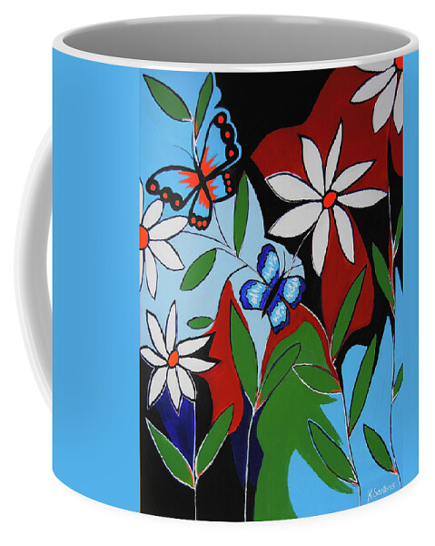 Flowers Coffee Mug featuring the painting A Butterflies Paradise by Kathleen Sartoris