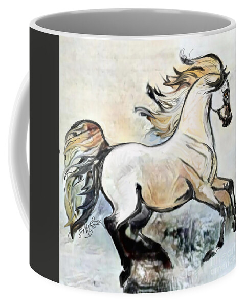 Equestrian Art Coffee Mug featuring the digital art A Cantering Horse 002 by Stacey Mayer