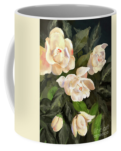 Flower Coffee Mug featuring the digital art A Cascade of Roses by Lois Bryan